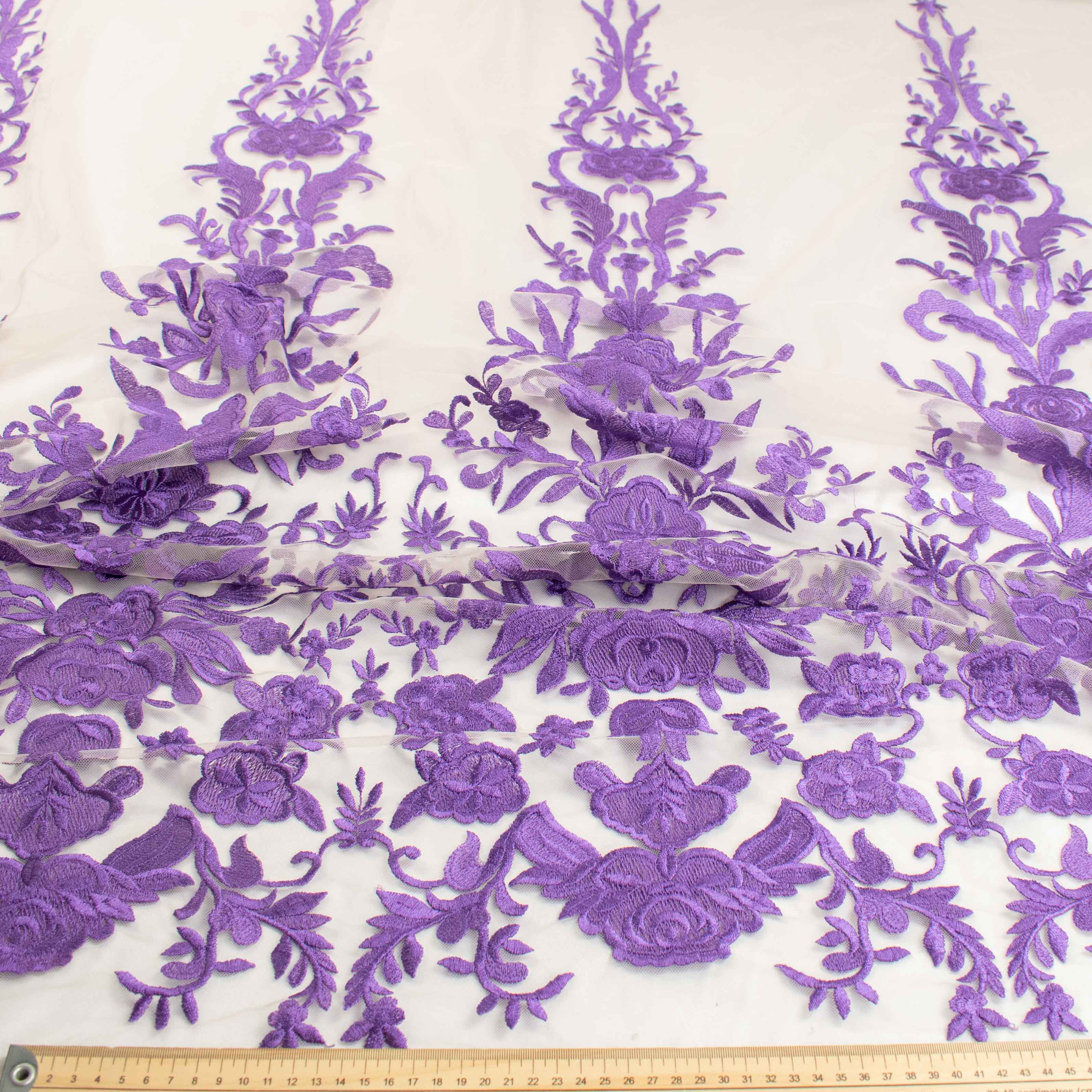 Embroidered Lace Design-3 Purple