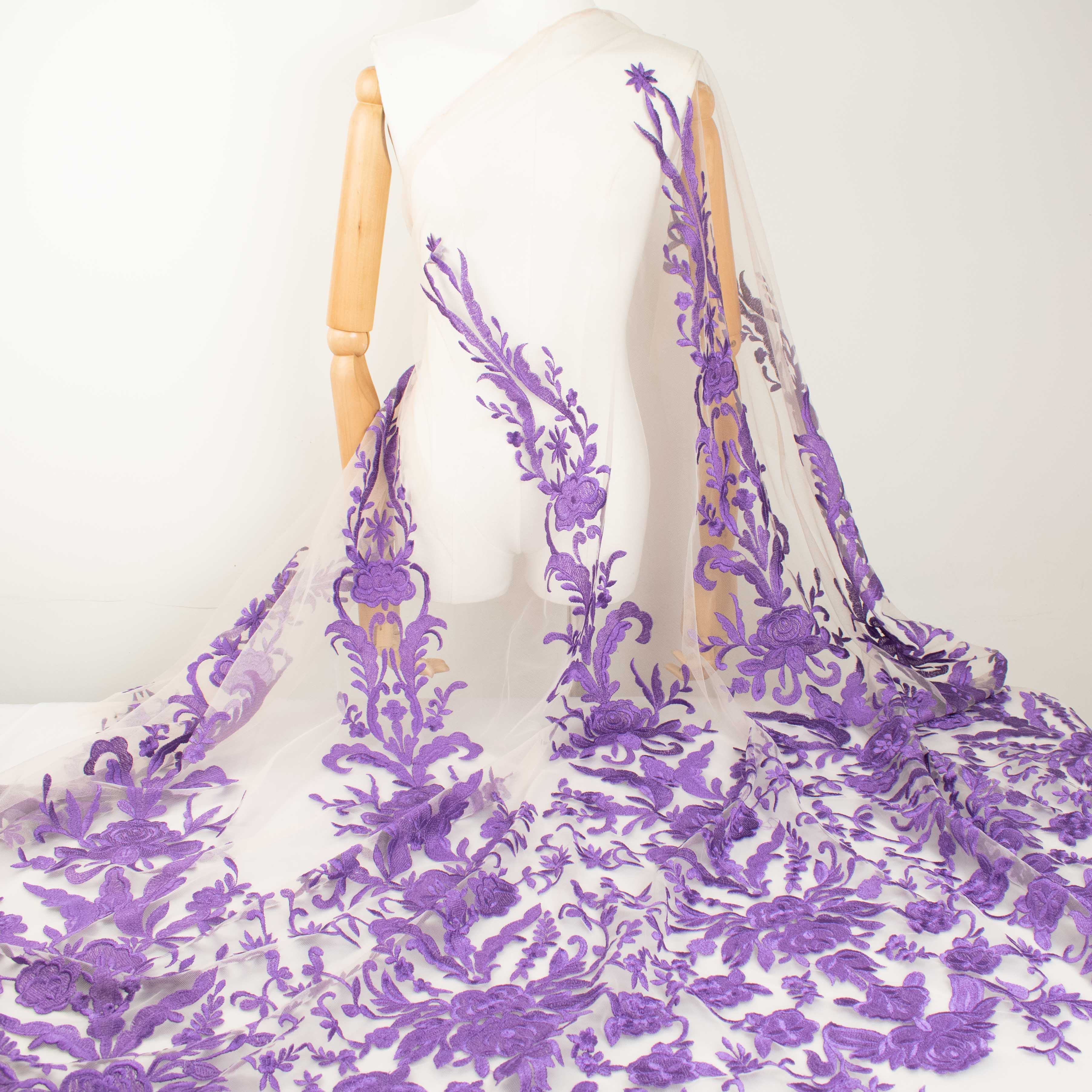 Embroidered Lace Design-3 Purple