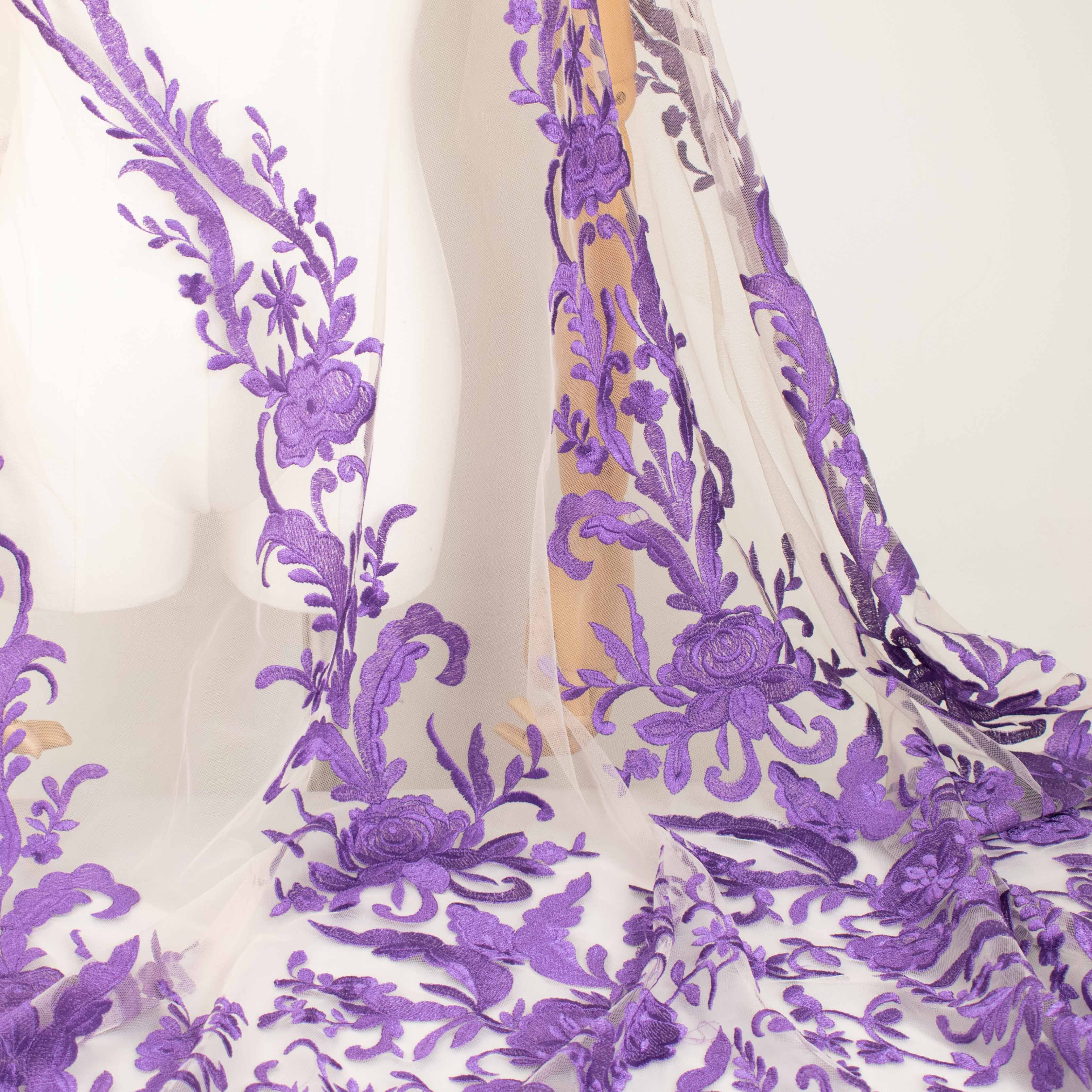 Embroidered Lace Design-3 Purple