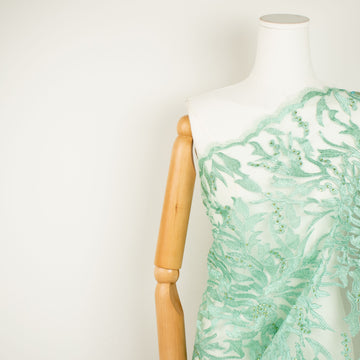 Embroidered Diamante Lace Mint