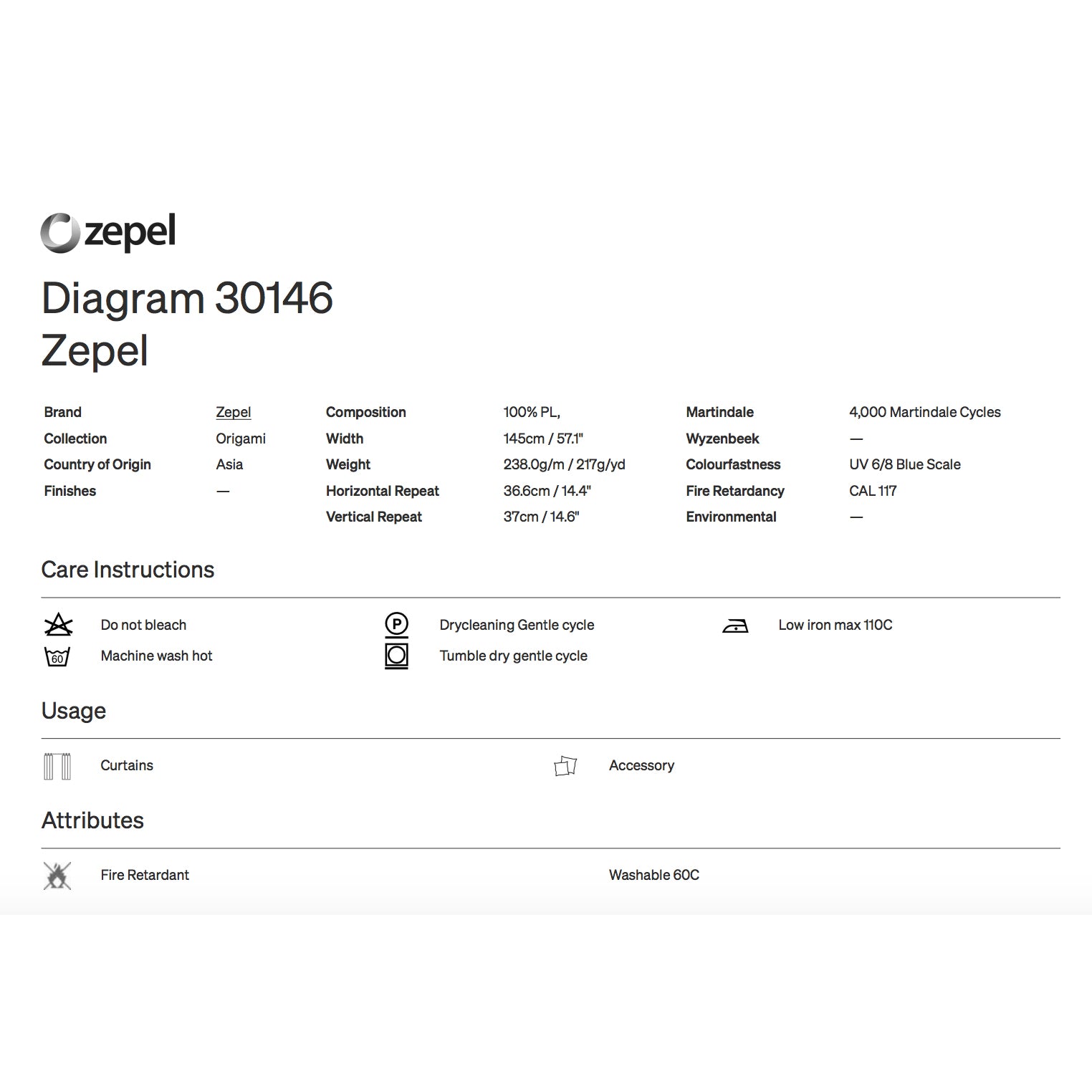 Diagram by Zepel Curtain Drapery Fabric