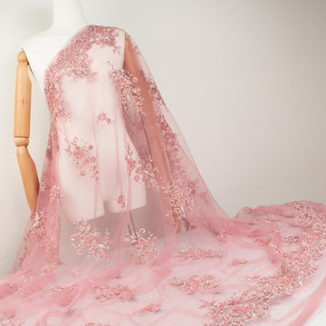 Heavy Beaded Sequin Embroidered Lace Dusty Pink