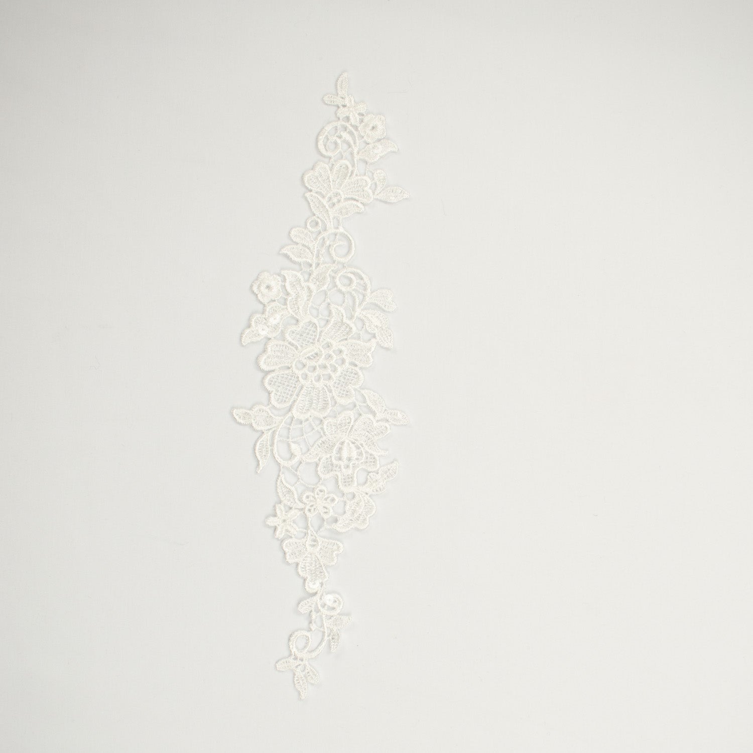 Premium Bridal Flower Embroidered Guipure Lace Motif with Sequins Col-White