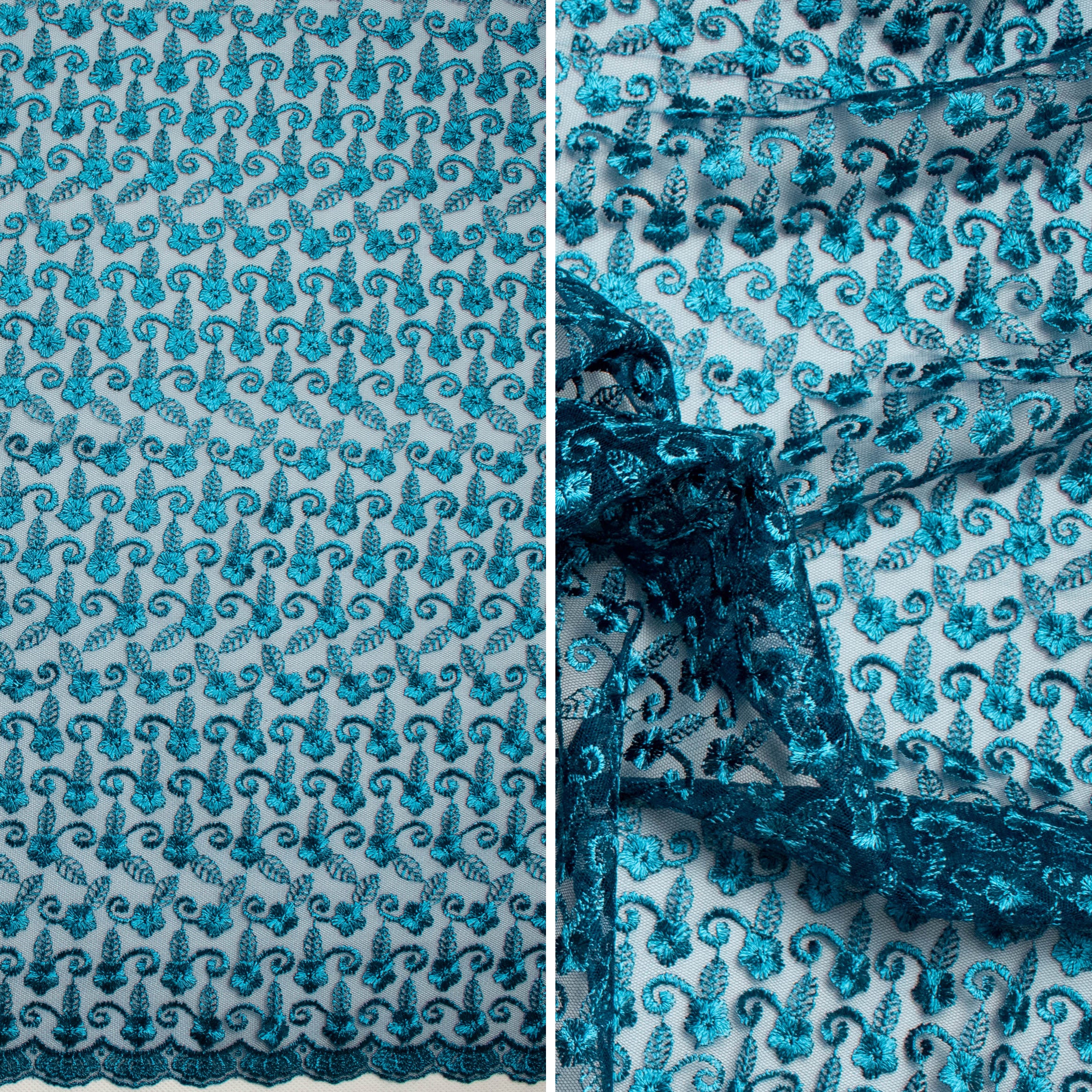 Embroidered Lace SF-01612 Turquoise