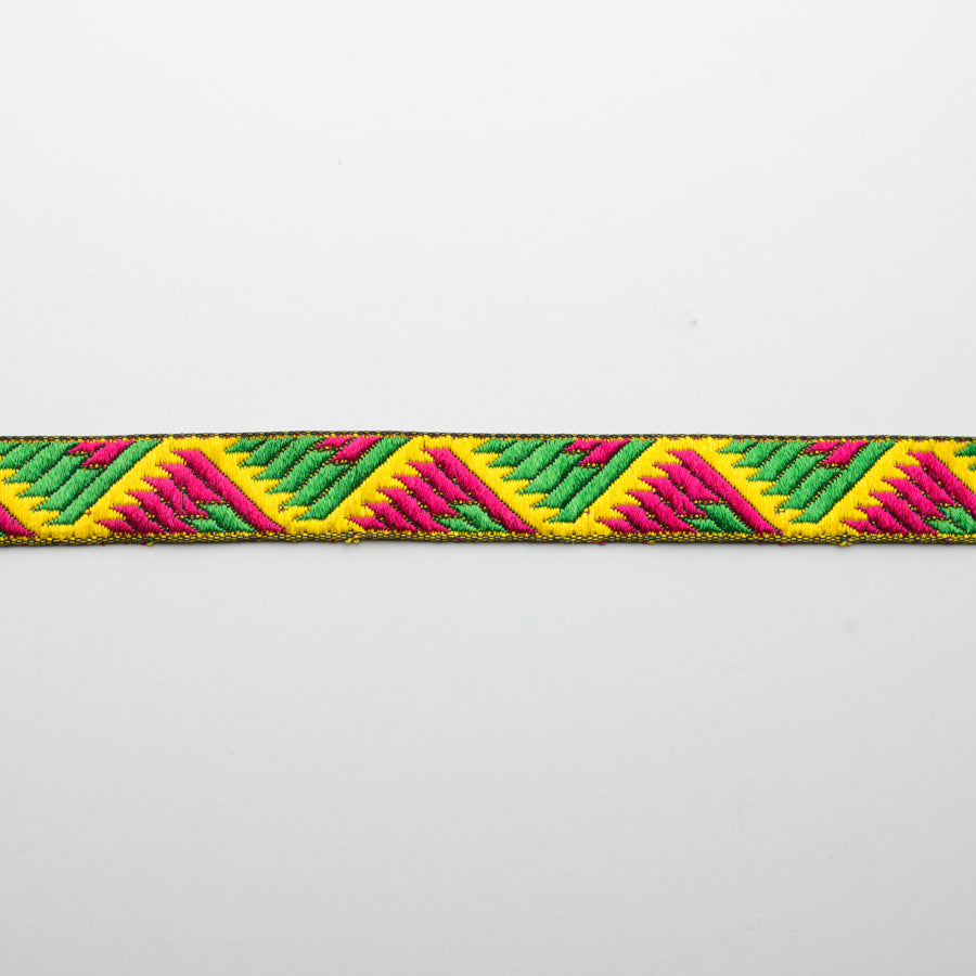 Embroidered Fancy Geometric Jacquard Ribbon 2cm