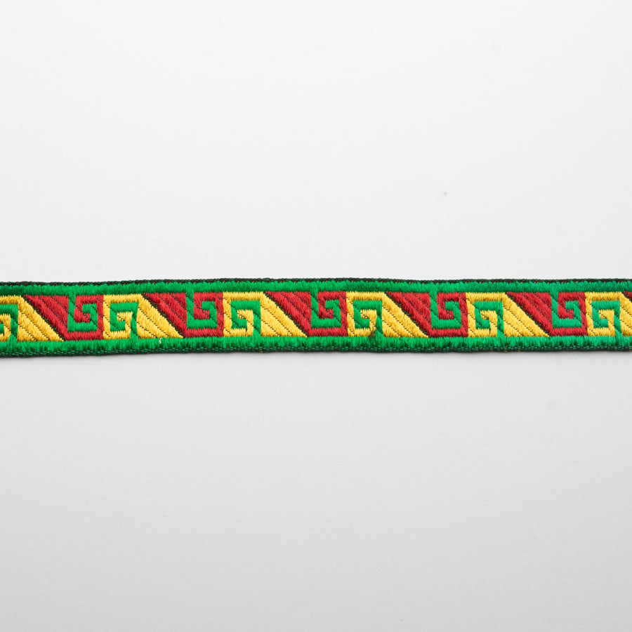 Embroidered Fancy Geometric Jacquard Ribbon 2cm