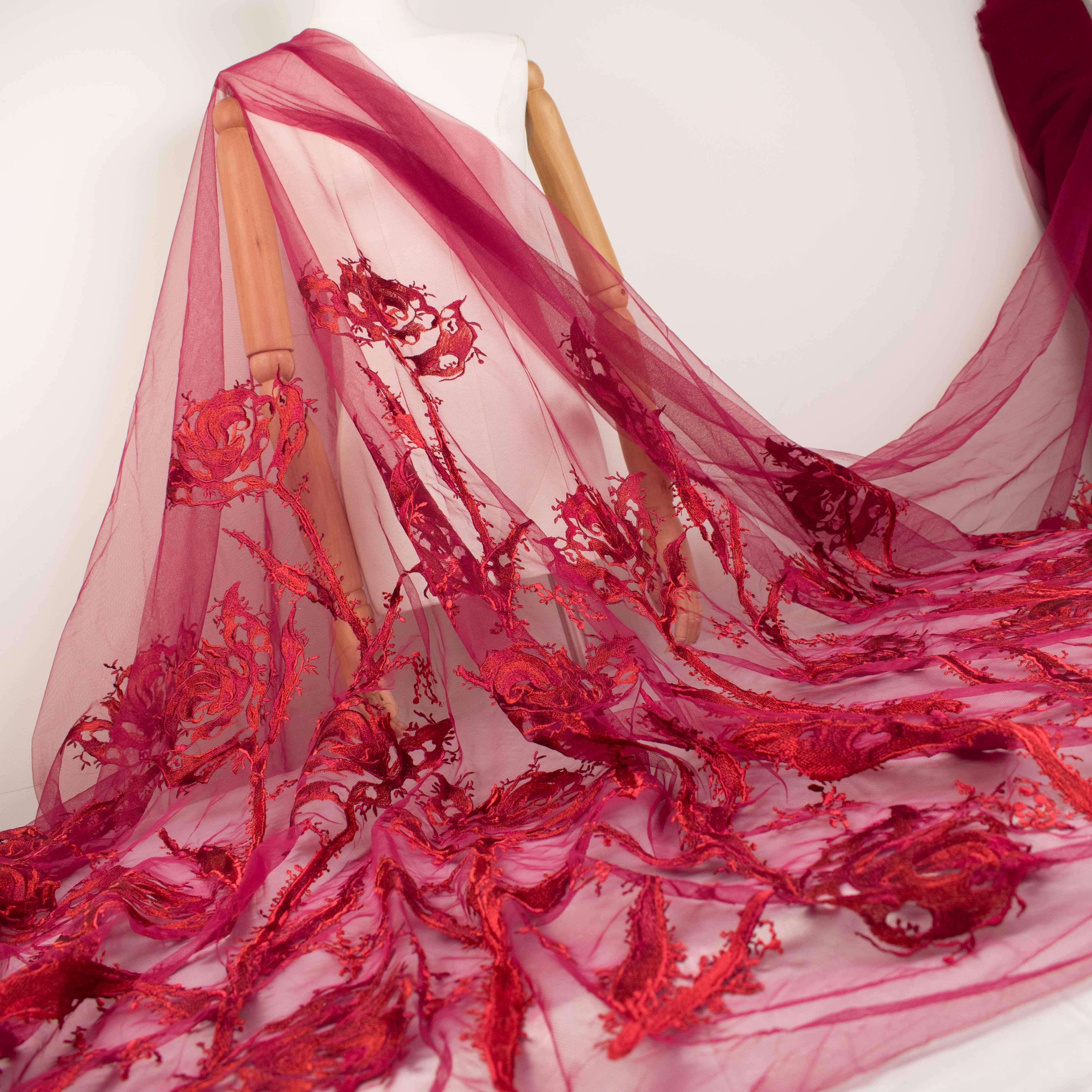 Floral Embroidered Lace Red