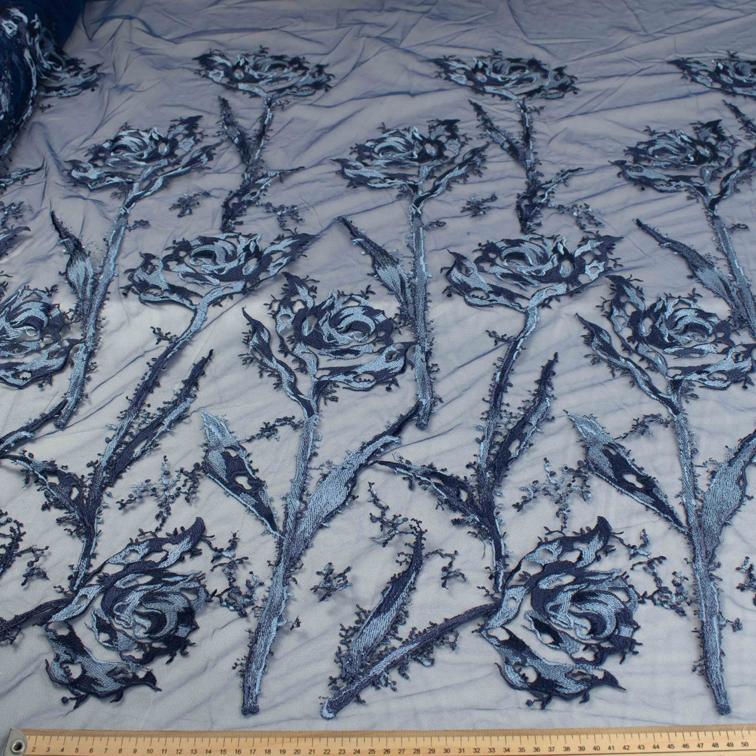 Floral Embroidered Lace Navy