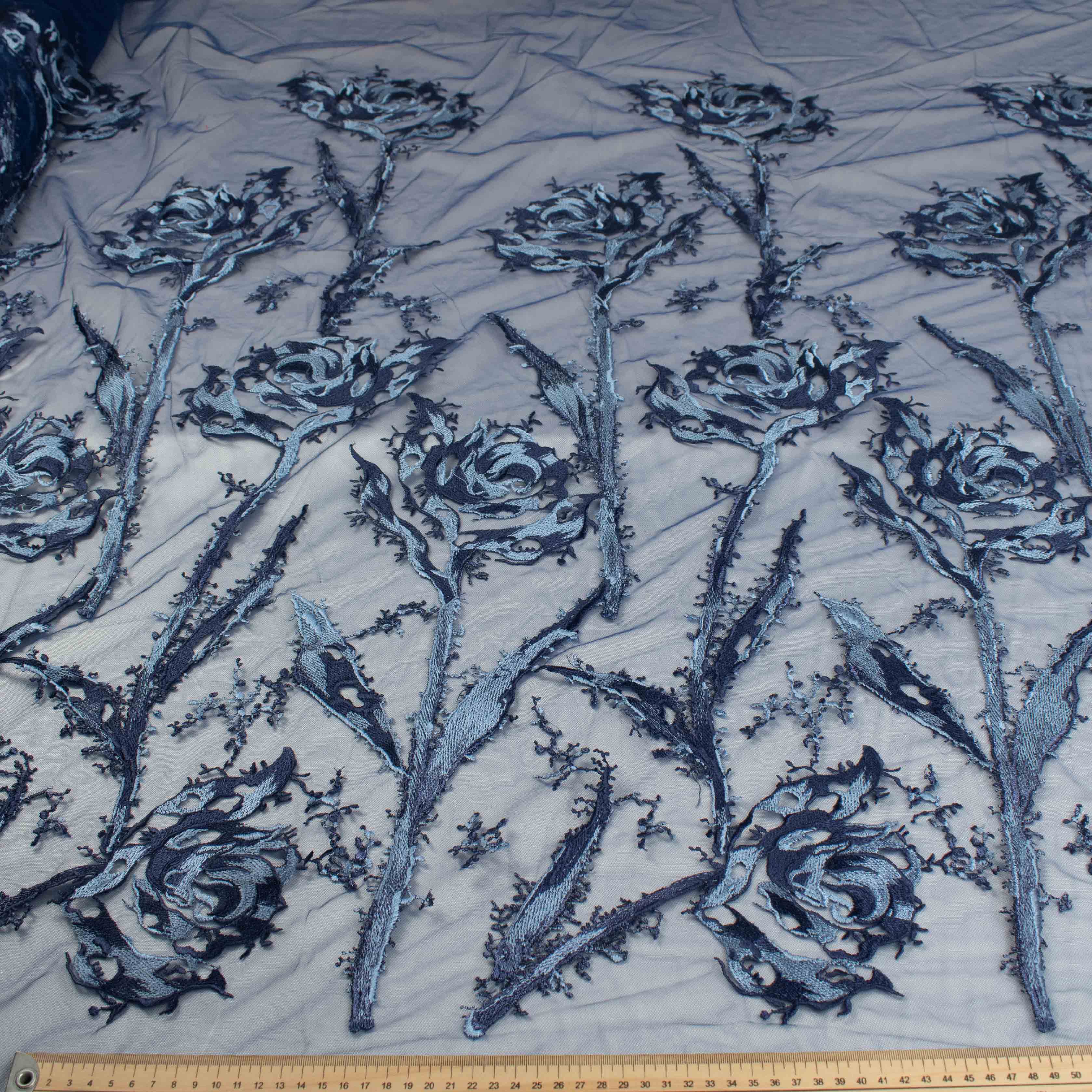 Floral Embroidered Lace Navy
