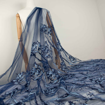 Floral Embroidered Lace Navy