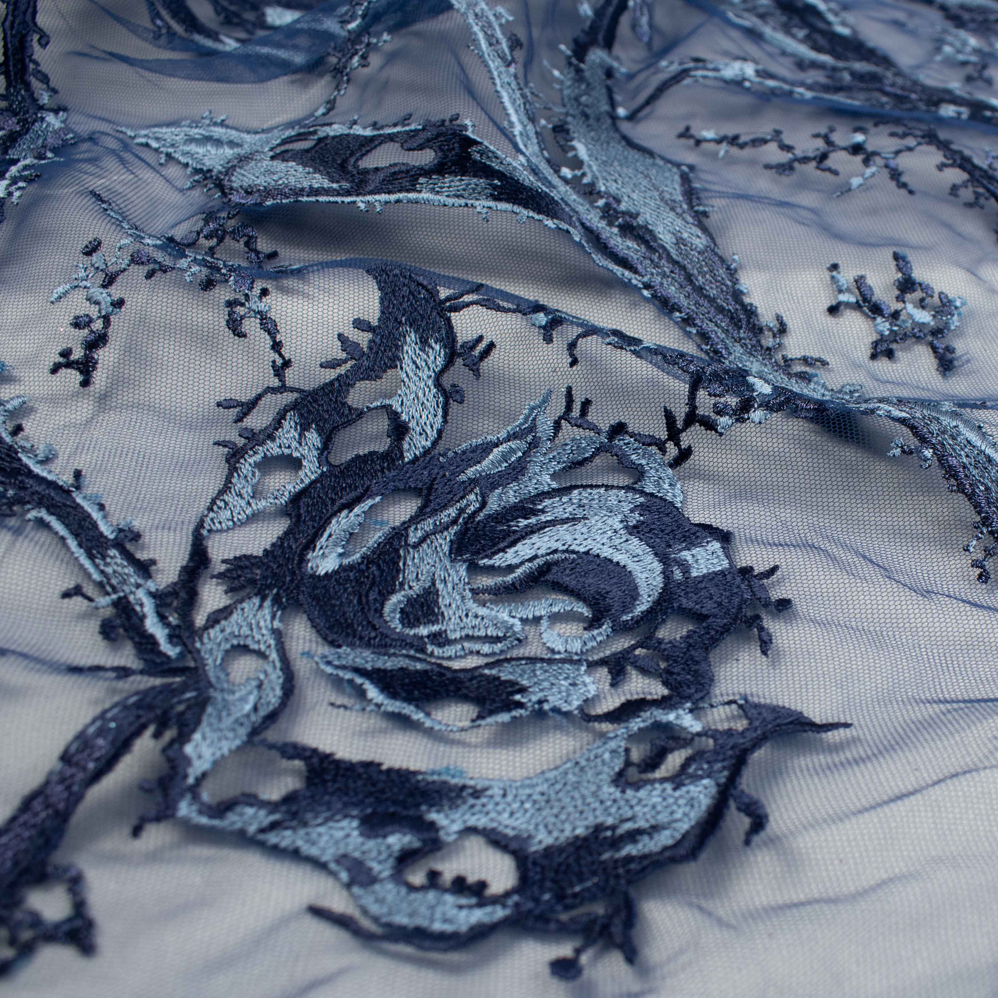 Floral Embroidered Lace Navy
