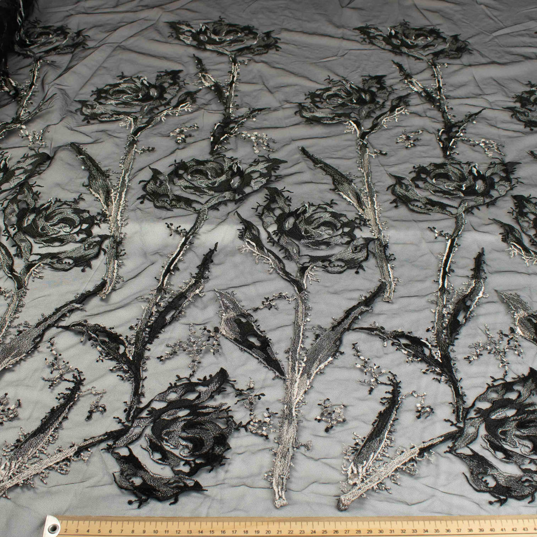 Floral Embroidered Lace Black