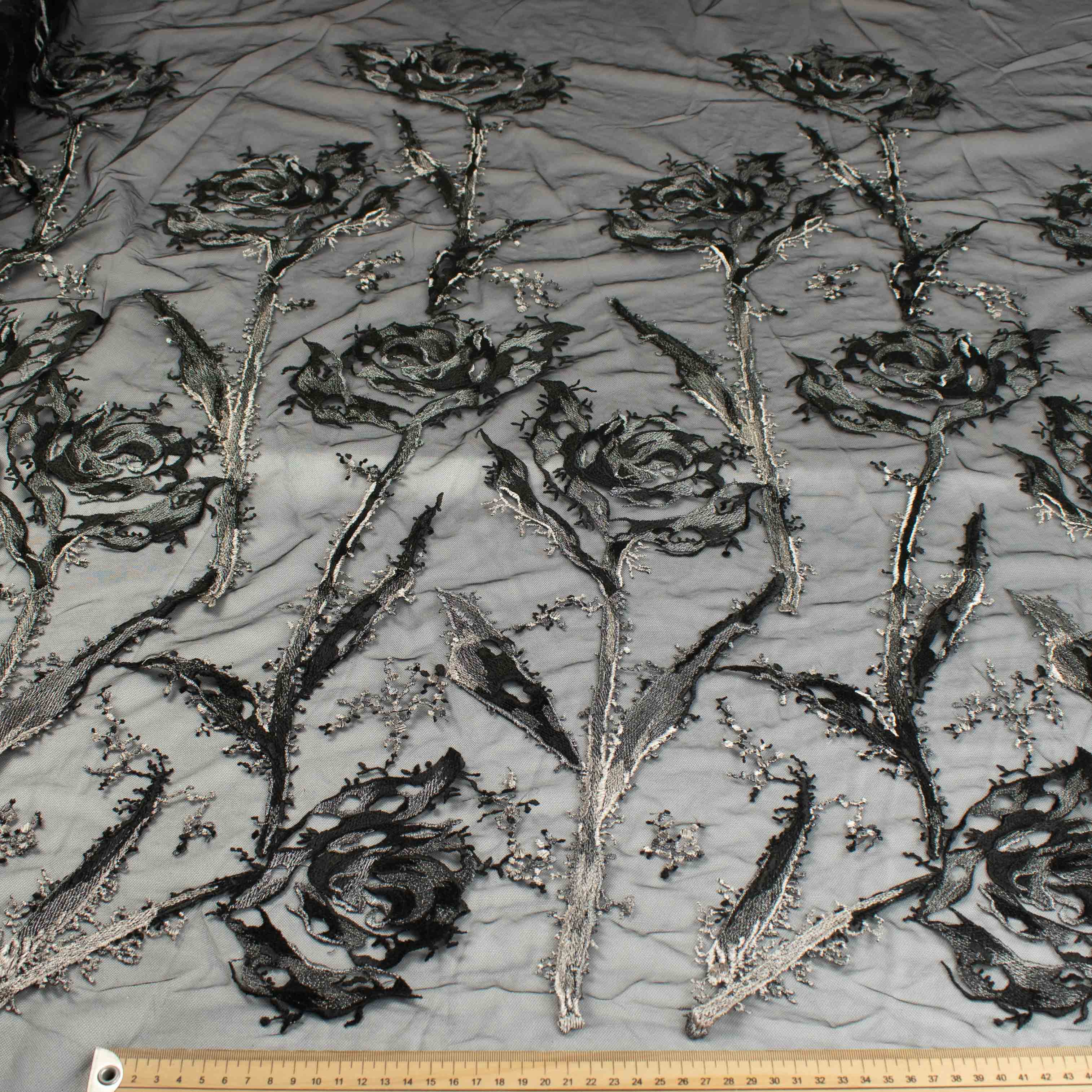 Floral Embroidered Lace Black