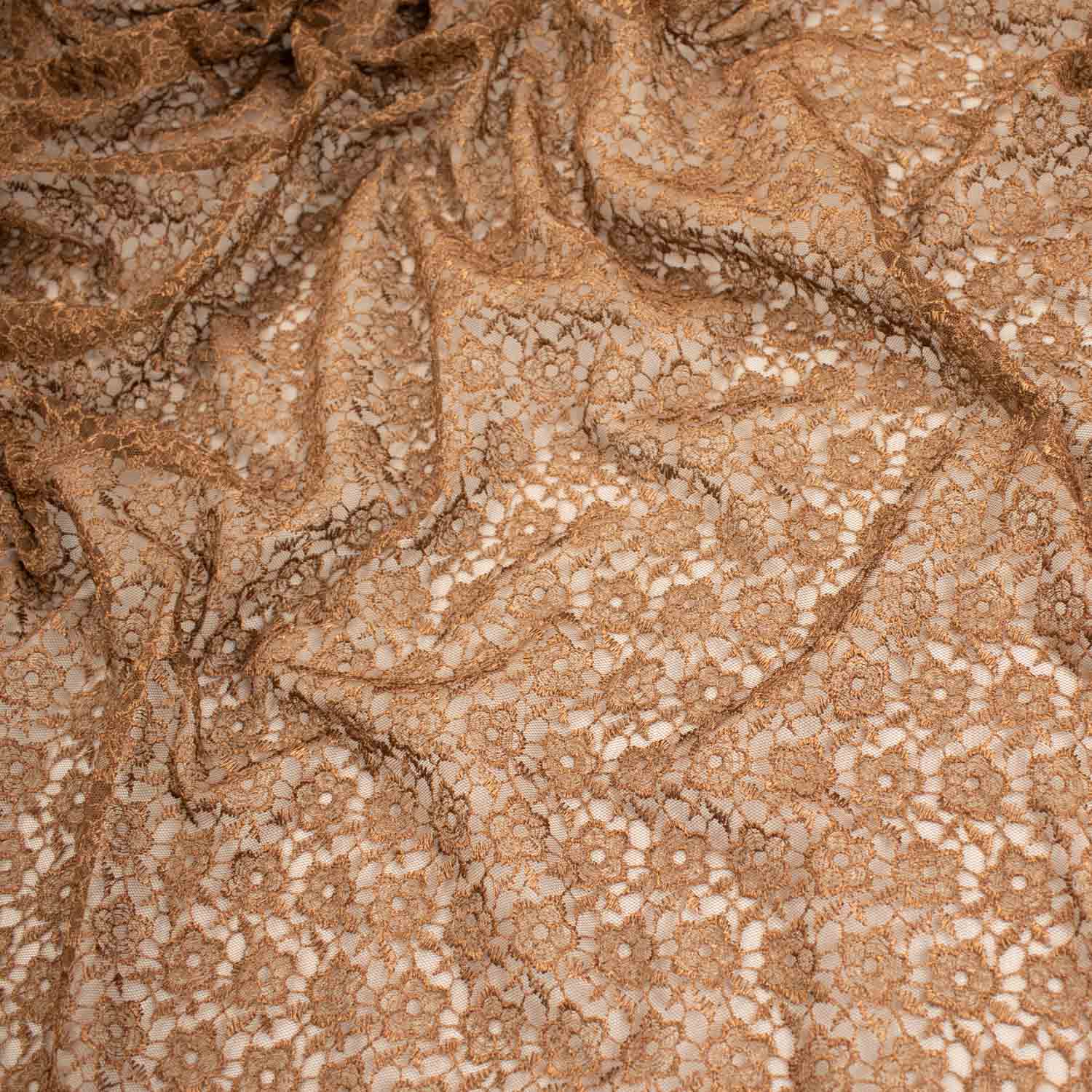 Embroidered Lace Brown Floral