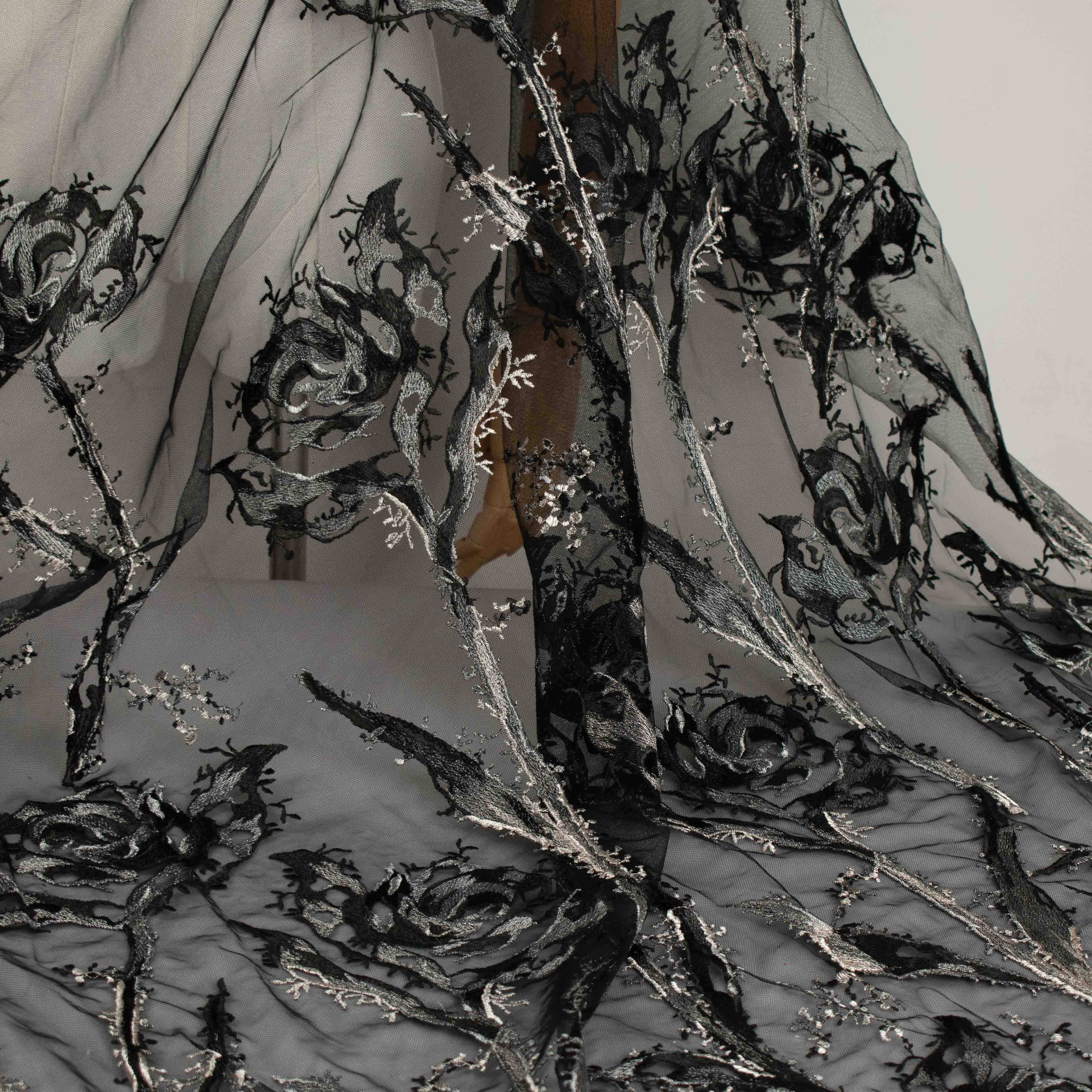 Floral Embroidered Lace Black