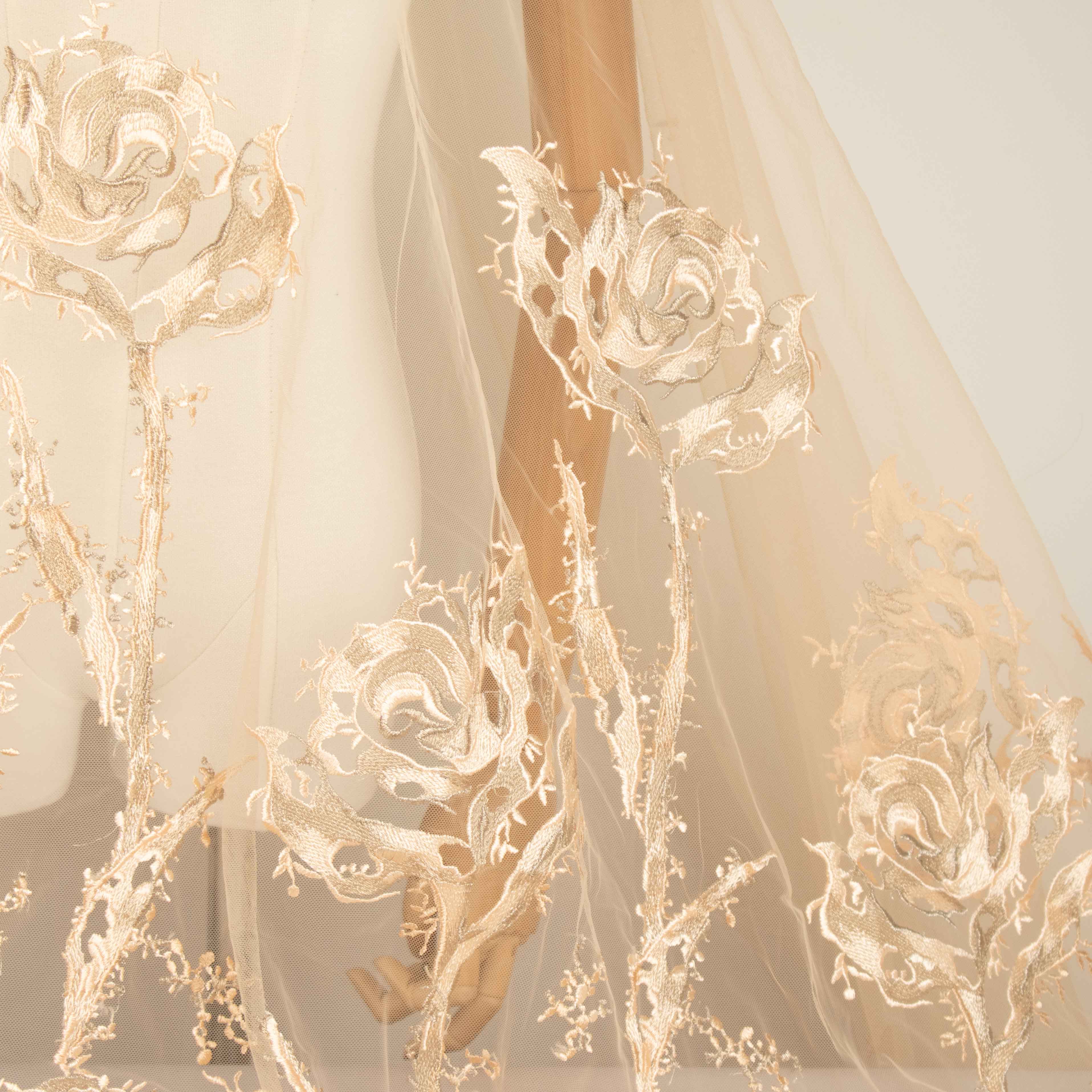 Floral Embroidered Lace Yellow