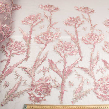 Floral Embroidered Lace Dusty Pink