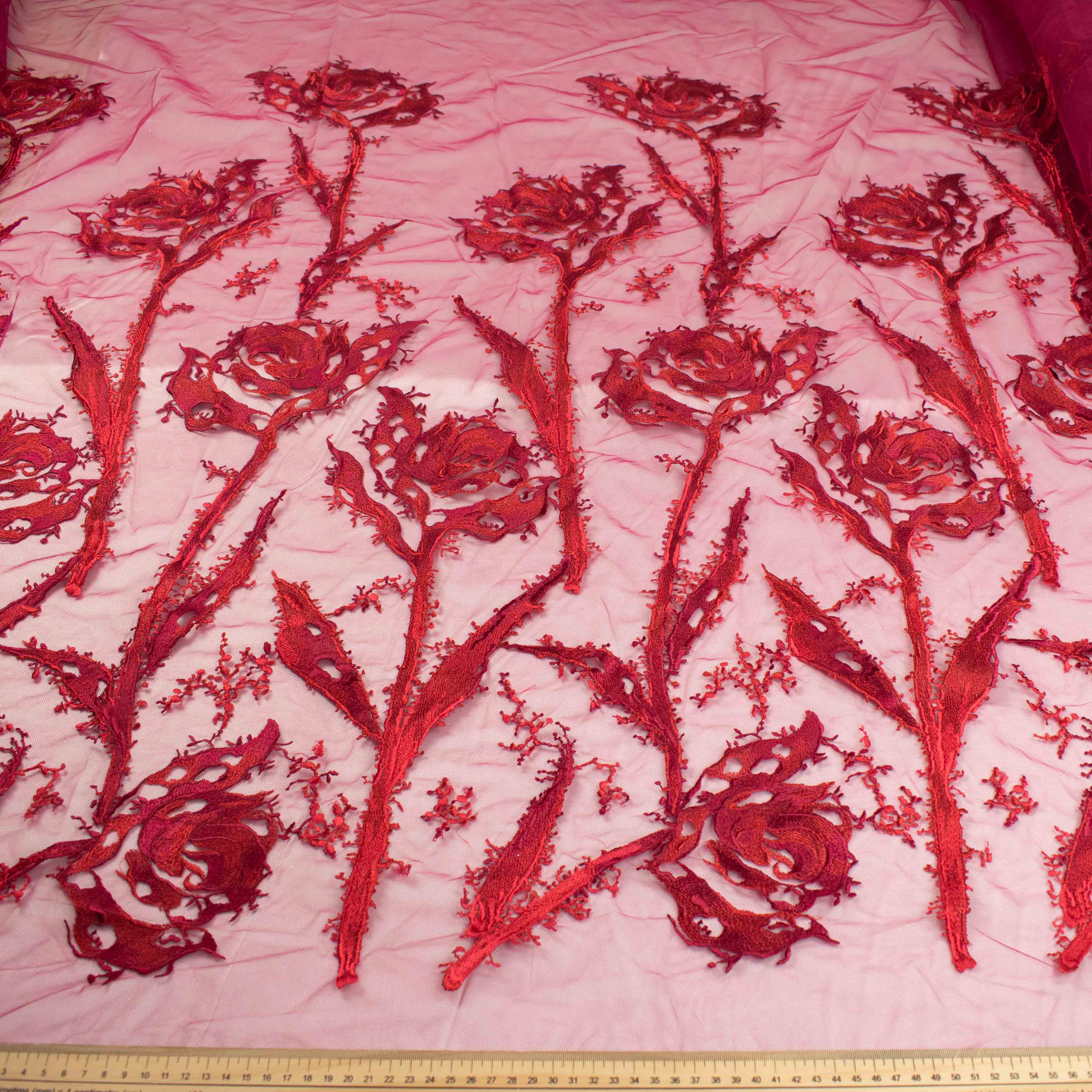 Floral Embroidered Lace Red