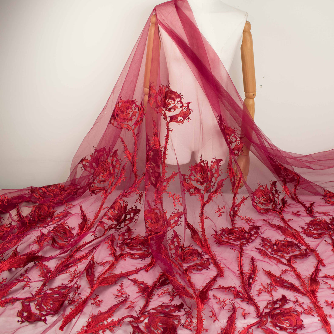 Floral Embroidered Lace Red