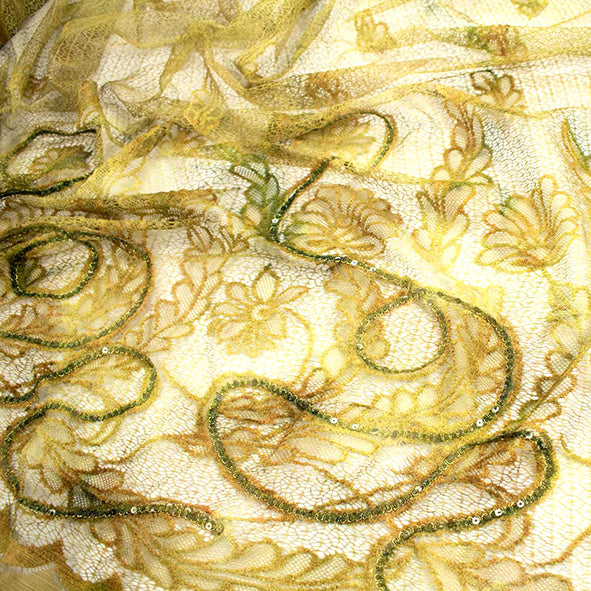 Floral Vines Embroidered Tulle