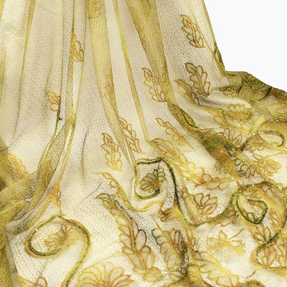 Floral Vines Embroidered Tulle