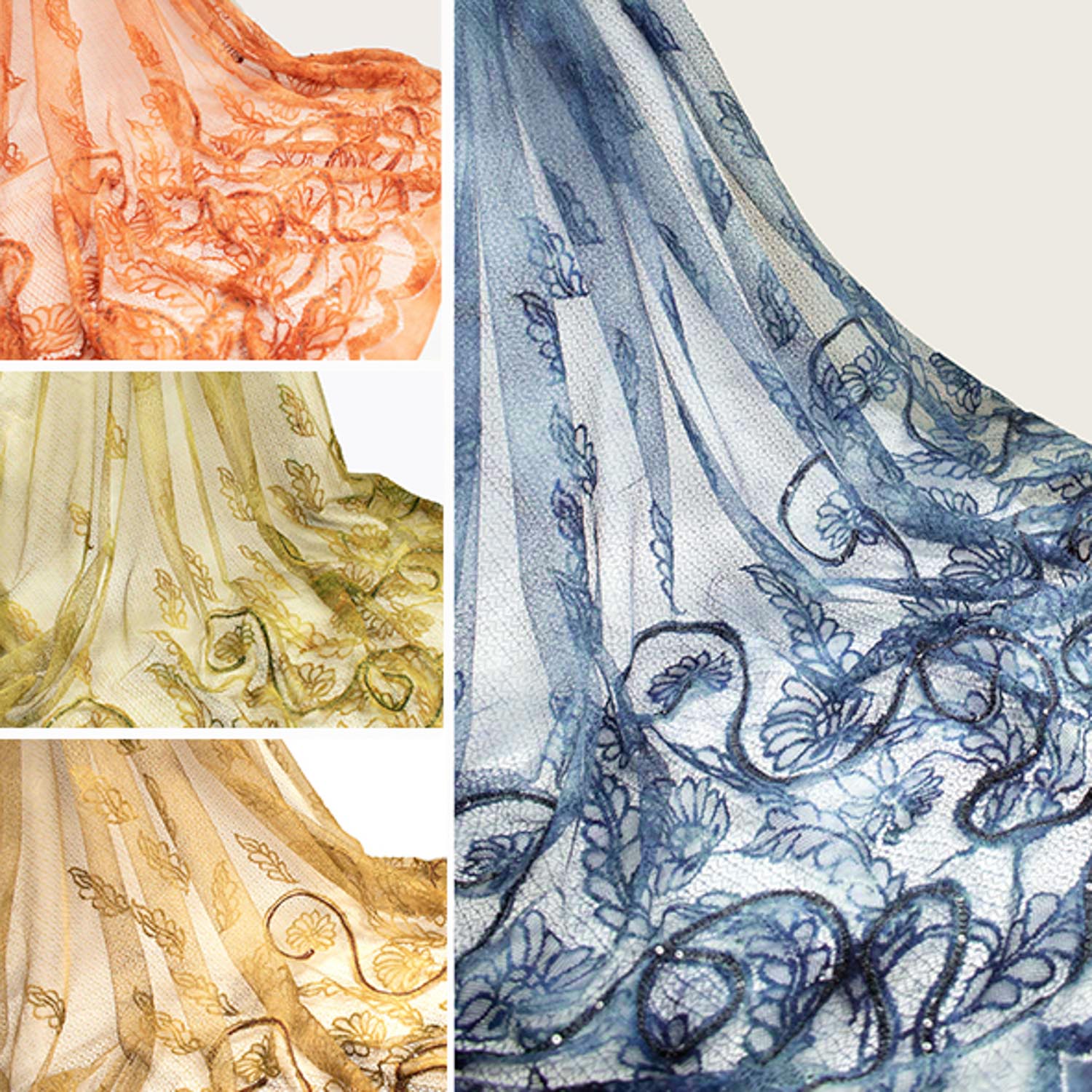 Floral Vines Embroidered Tulle