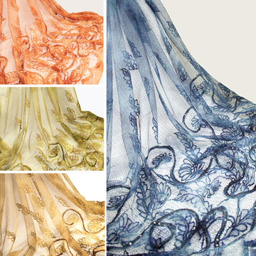 Floral Vines Embroidered Tulle