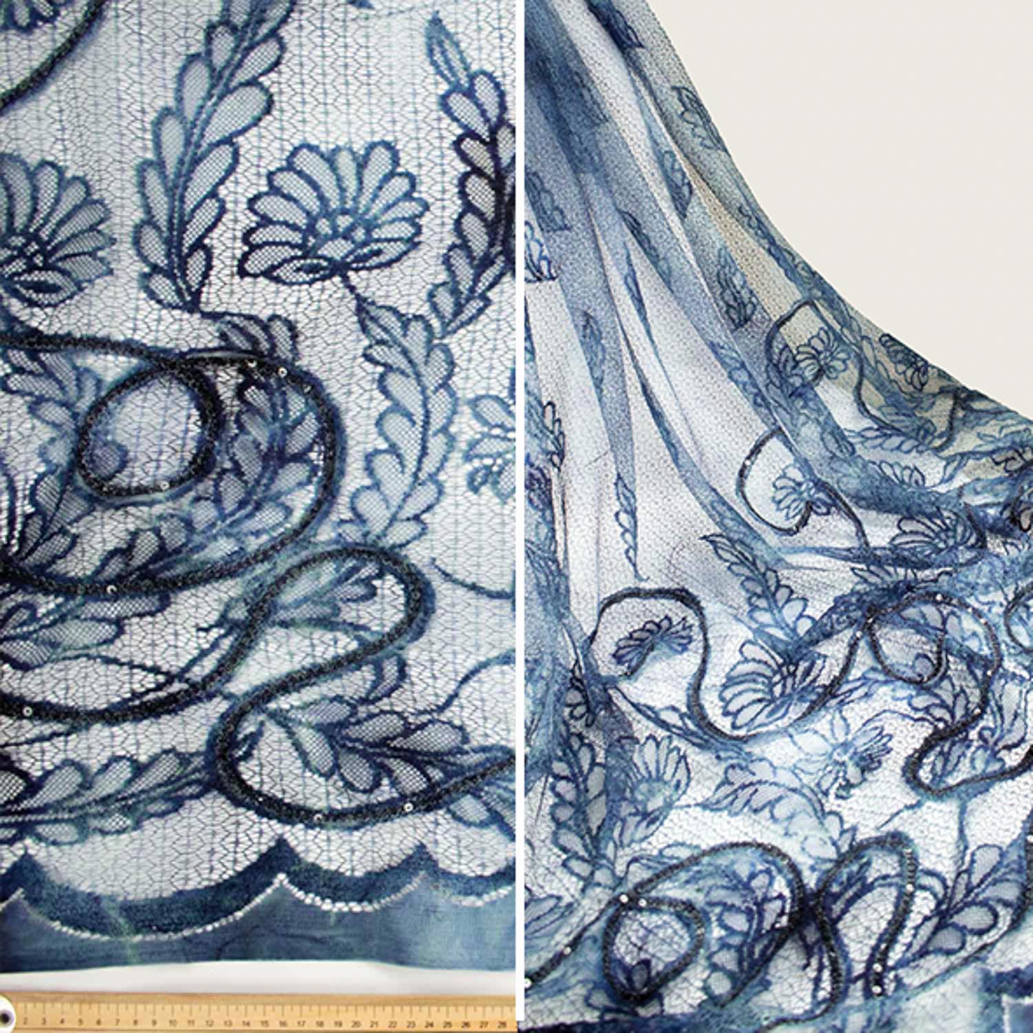 Floral Vines Embroidered Tulle