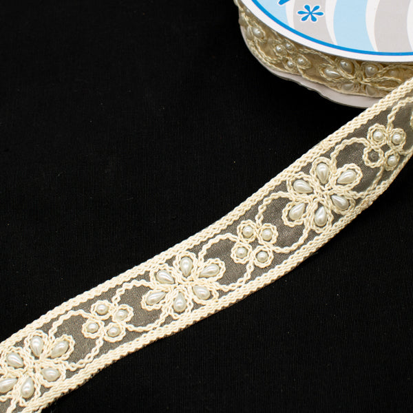 Embroidered Pearl Trim