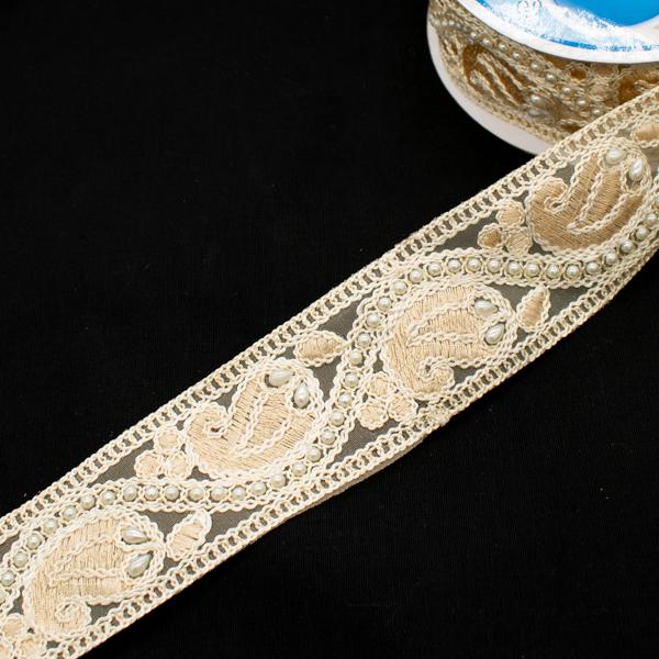Embroidered Pearl Trim