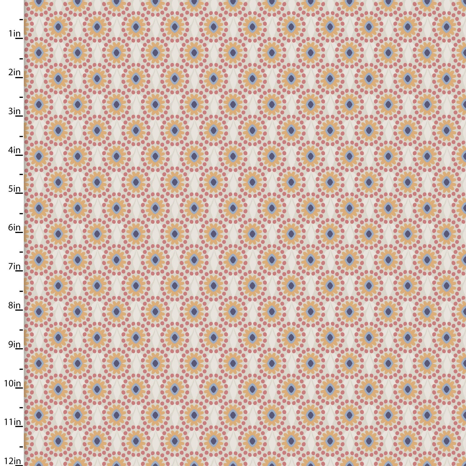 Fabric Editions Quentin Orange Floral Dots on Tan Cotton Prints