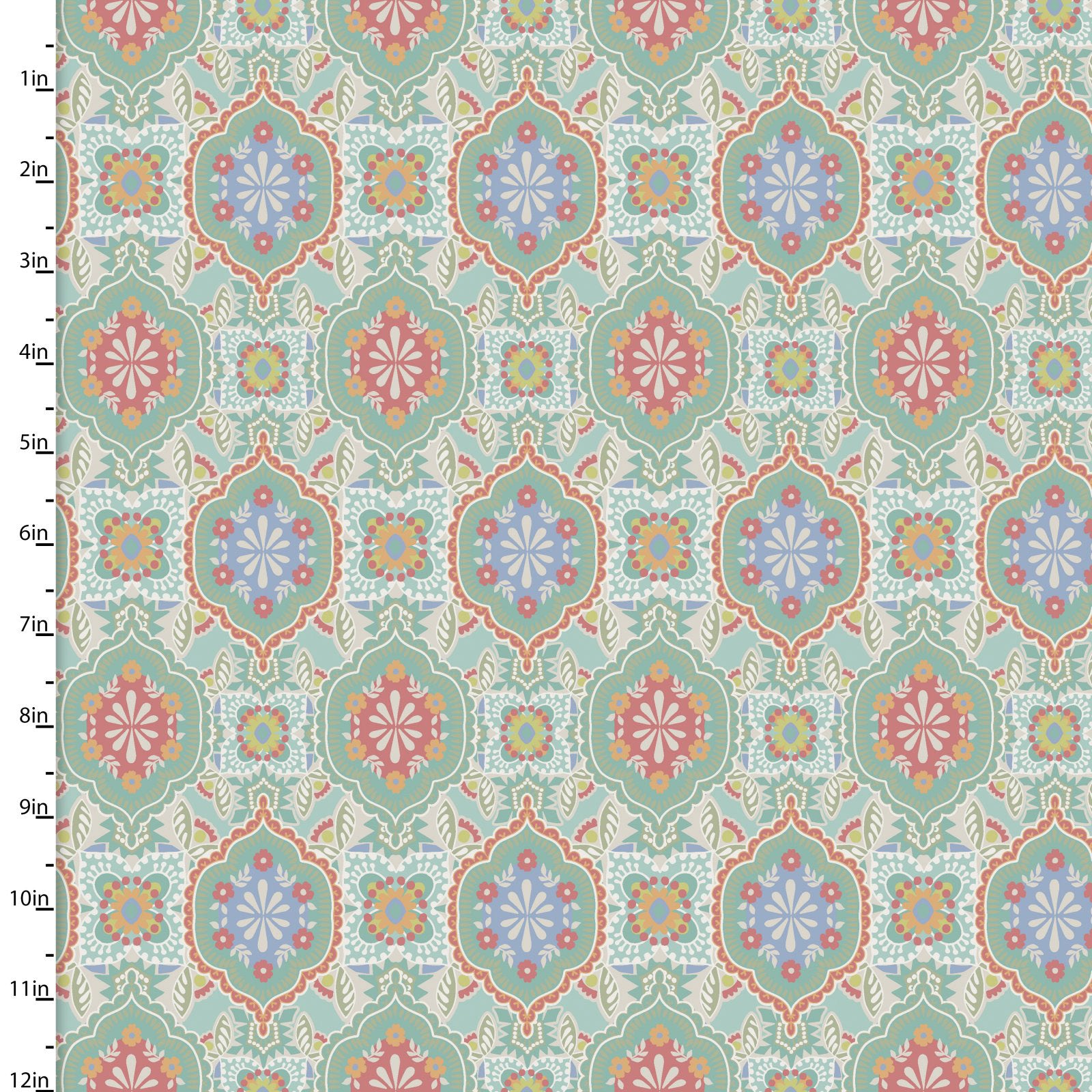Fabric Editions Quentin Floral on Turquoise Cotton Prints