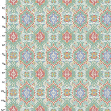 Fabric Editions Quentin Floral on Turquoise Cotton Prints