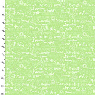 Fabric Editions Hello Spring Green Text Cotton Prints