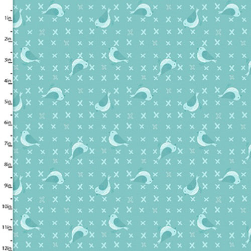 Fabric Editions Hello Spring Turquoise Birds Cotton Prints