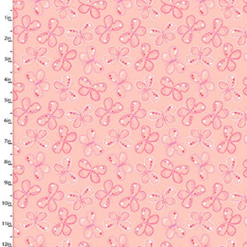Fabric Editions Hello Spring Coral Blush Butterfly Cotton Prints