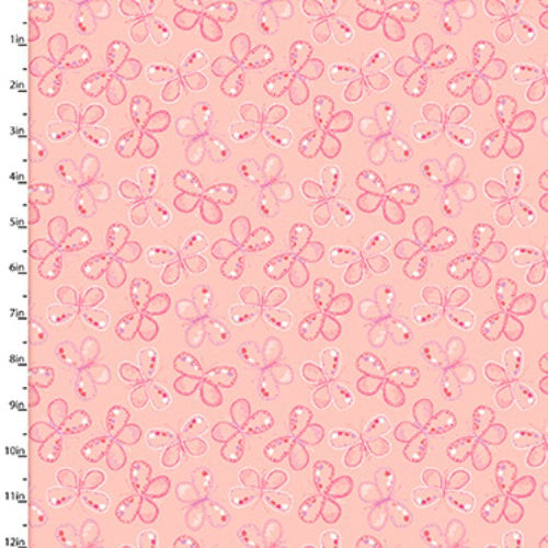 Fabric Editions Hello Spring Coral Blush Butterfly Cotton Prints