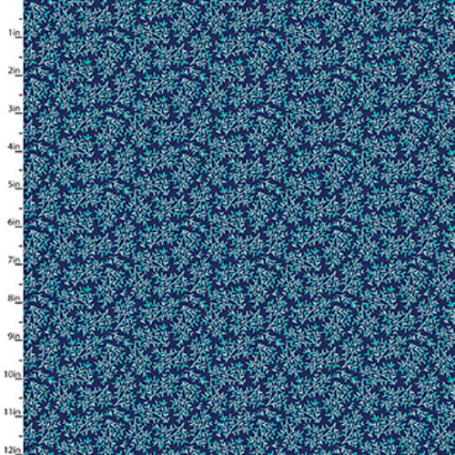 Fabric Editions Hello Spring Leaf Navy Cotton Prints