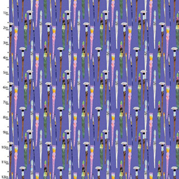 Fabric Editions Create & Hobby Purple Paint Brushes Cotton Prints