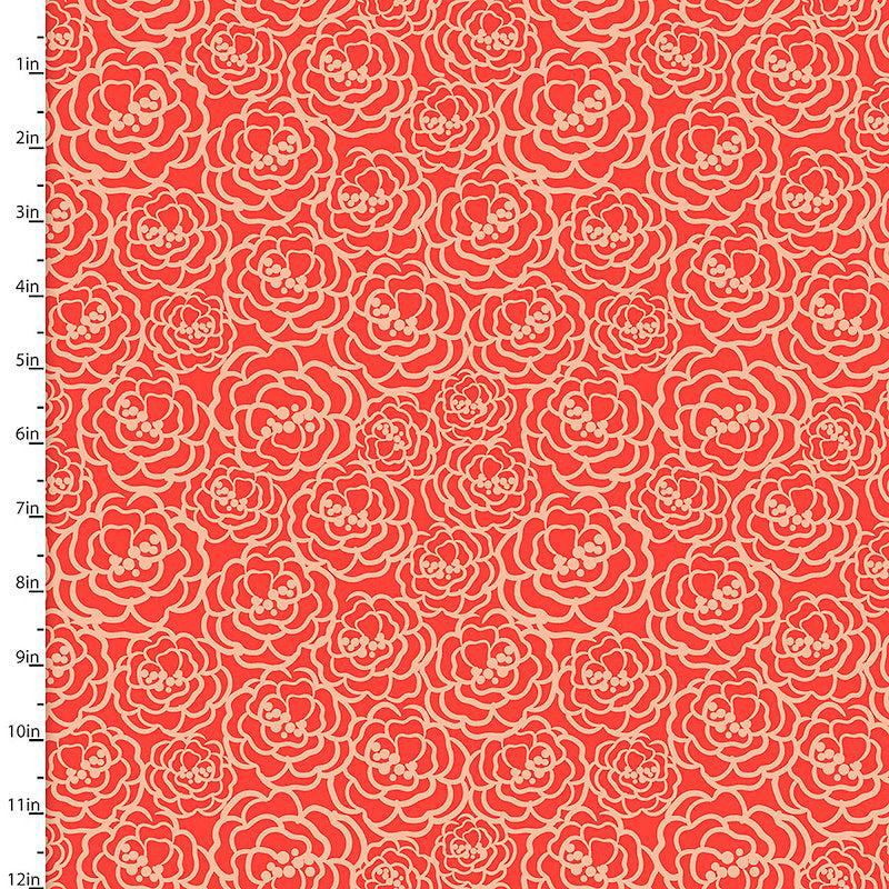 Fabric Editions Madison Floral on Red Cotton Prints