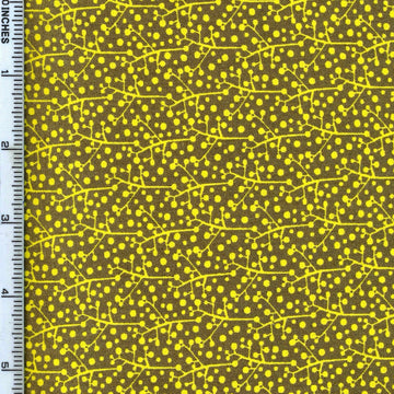 Fabric Editions Valencia Yellow Vines on Brown Cotton Prints