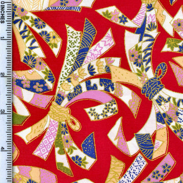 Fabric Editions Broadcloth Red Japanese Traditional Tie Cotton Prints