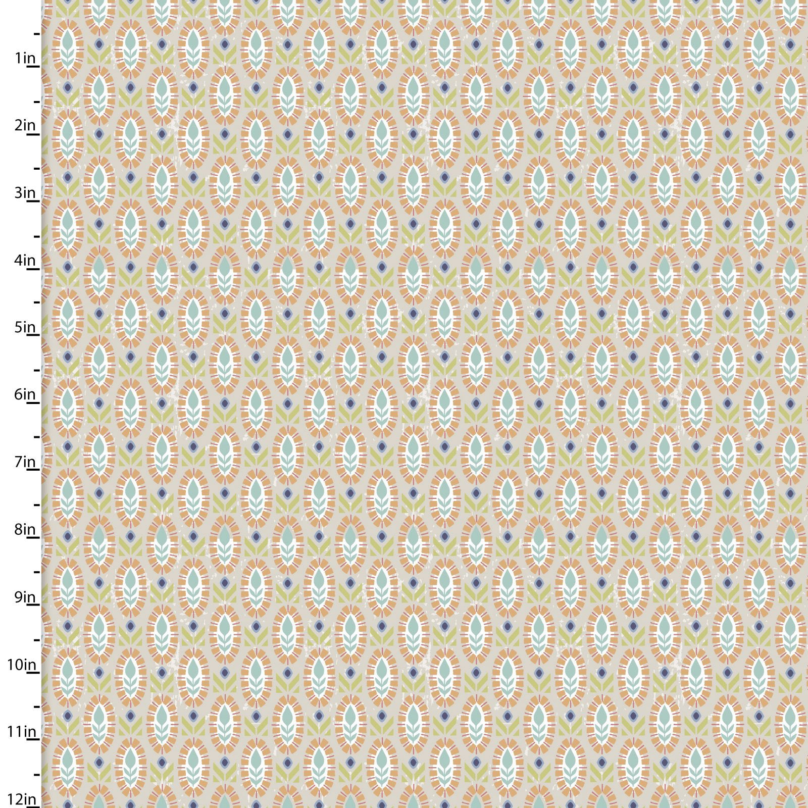 Fabric Editions Quentin Feather on Tan Cotton Prints