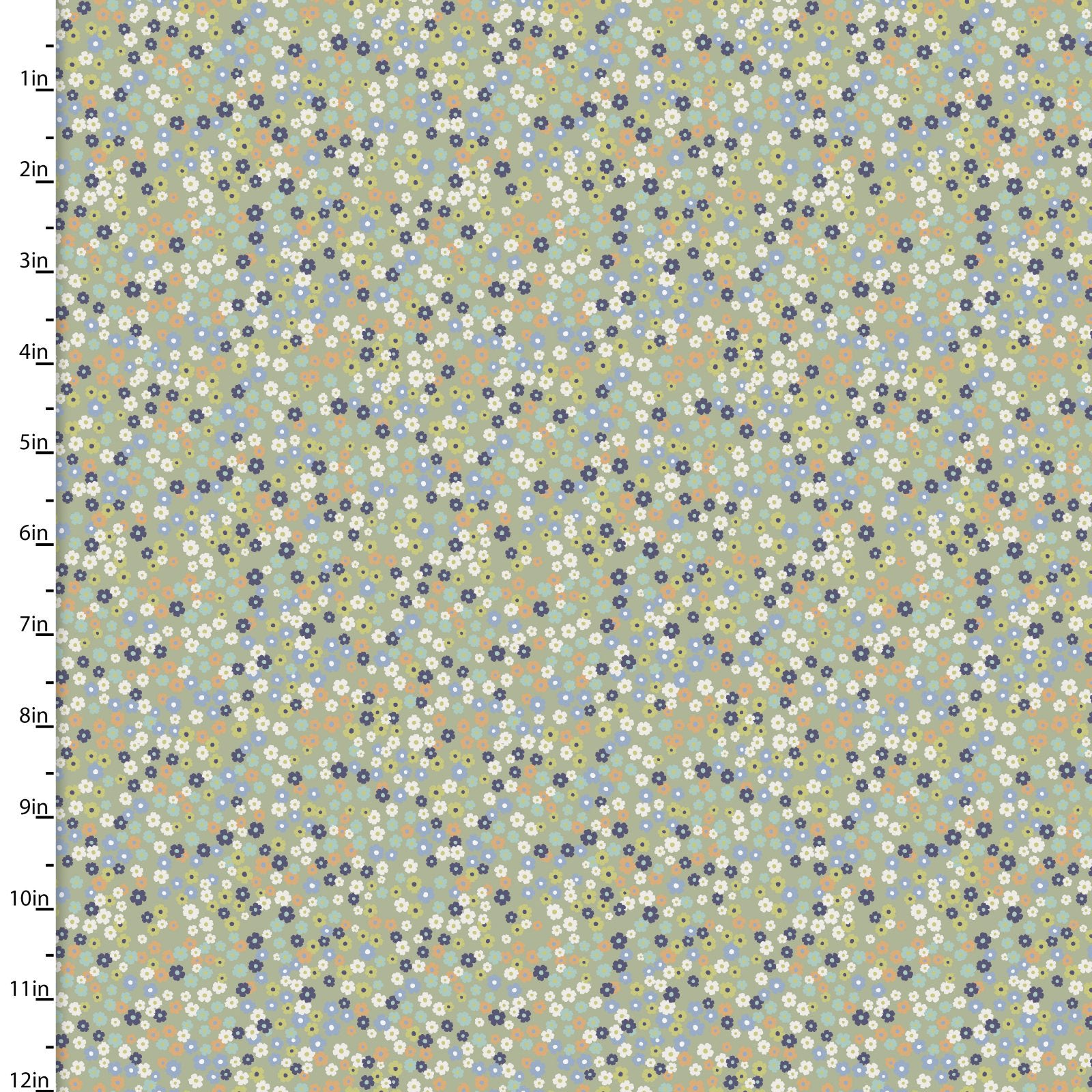 Fabric Editions Quentin Multi-Colour Floral Dots on Sage Cotton Prints