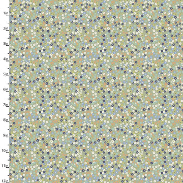 Fabric Editions Quentin Multi-Colour Floral Dots on Sage Cotton Prints