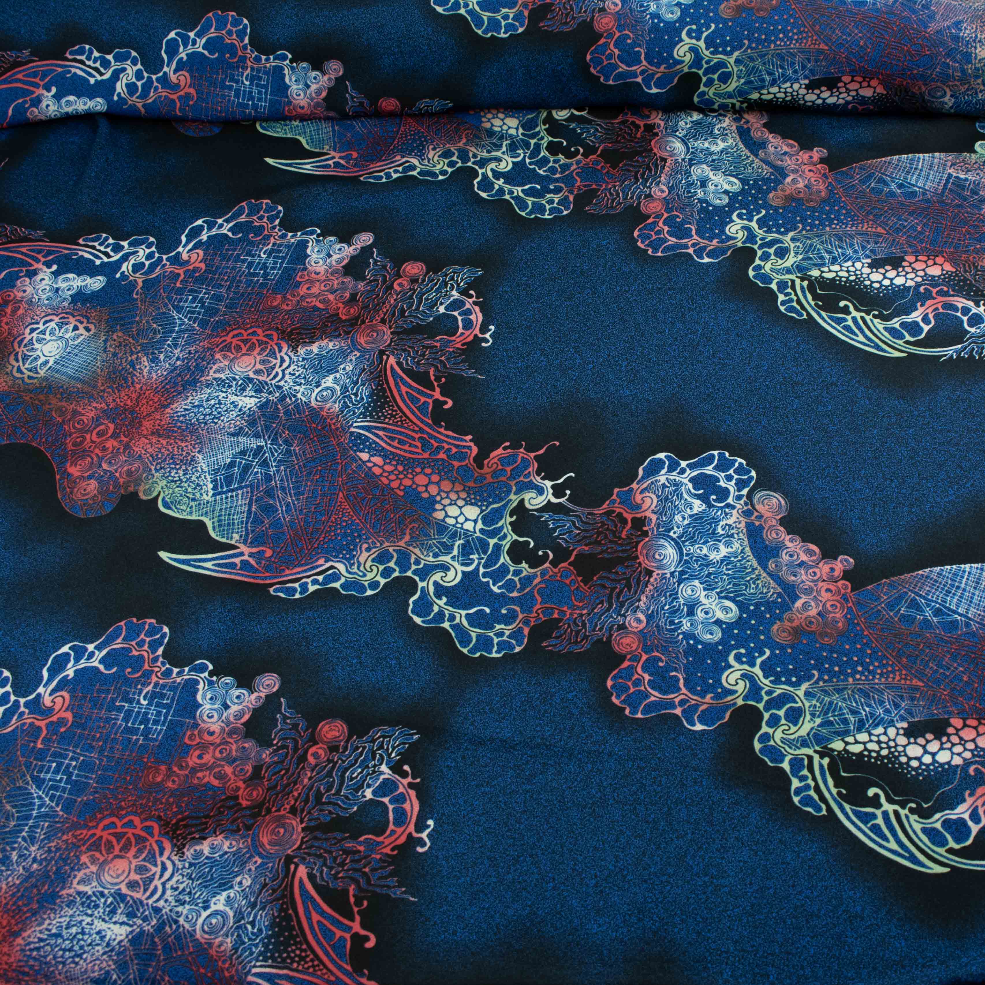 Fine Satin Prints Design-661 Abstract Navy