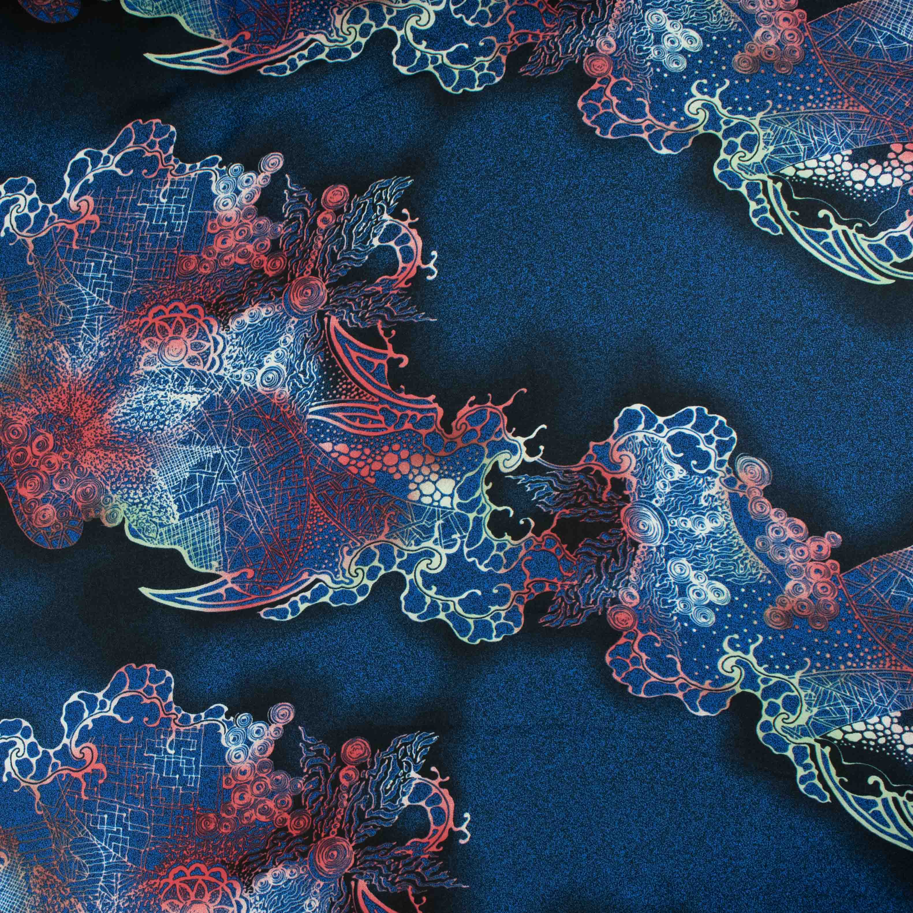 Fine Satin Prints Design-661 Abstract Navy