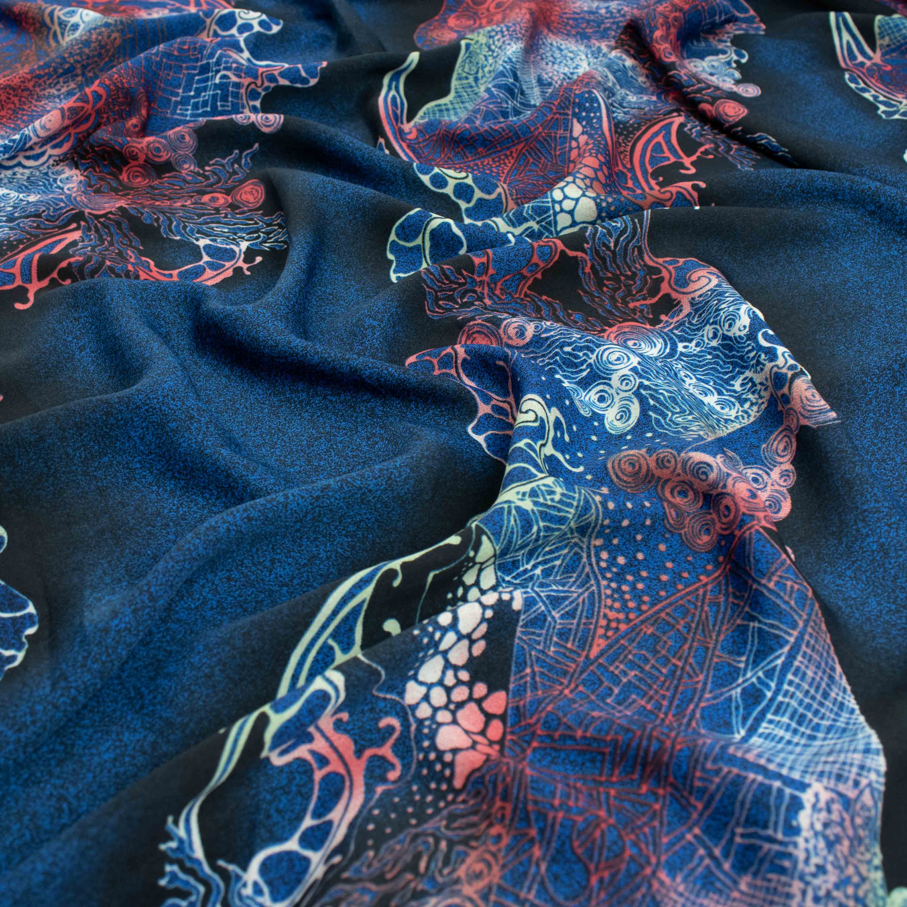 Fine Satin Prints Design-661 Abstract Navy