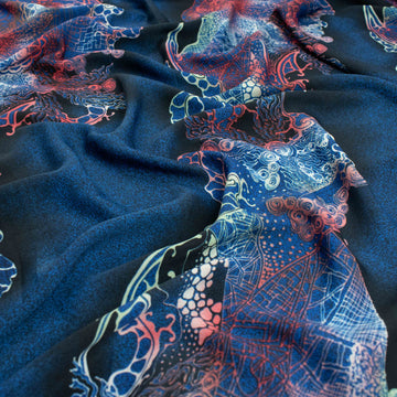 Fine Satin Prints Design-661 Abstract Navy