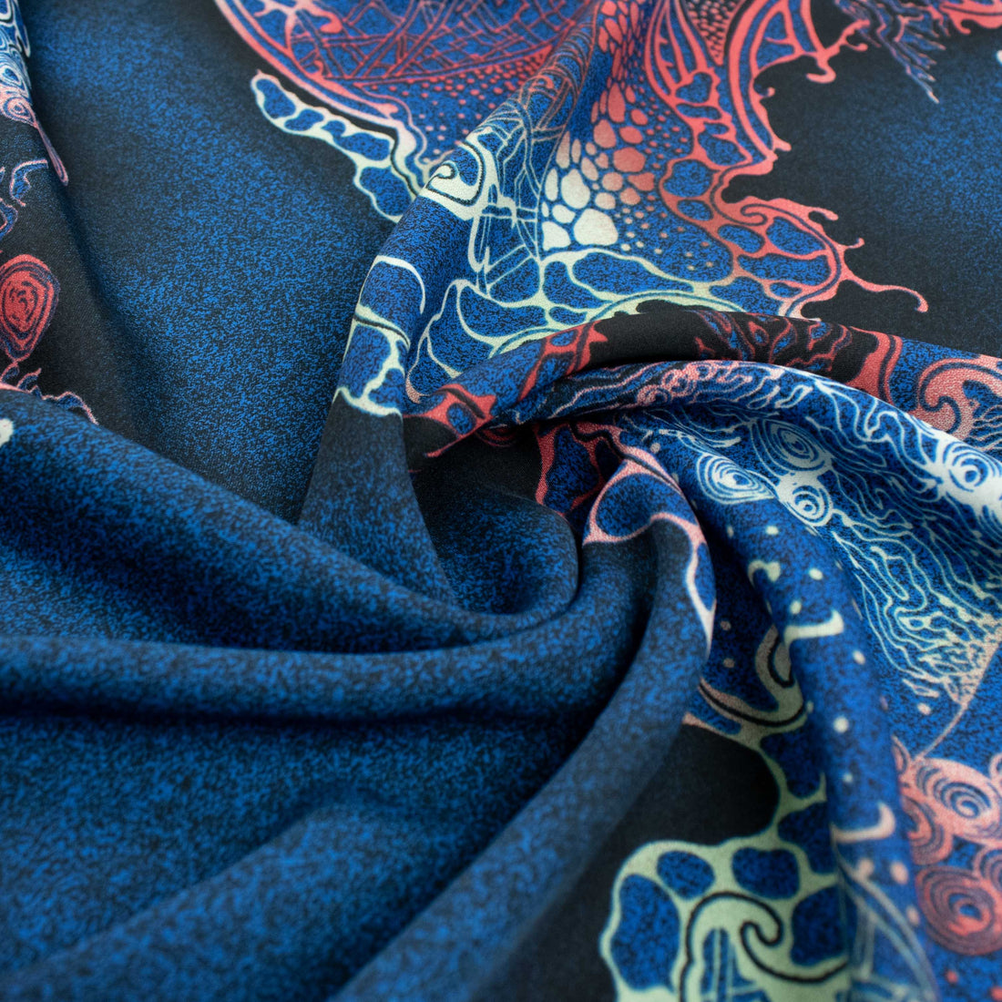 Fine Satin Prints Design-661 Abstract Navy
